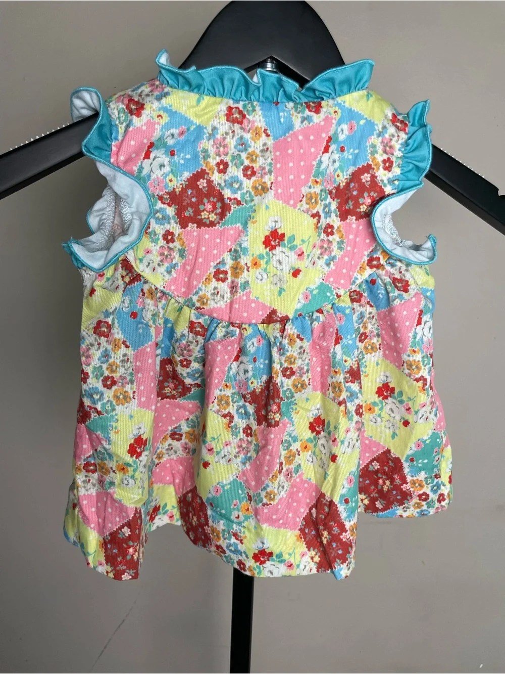Girls' Floral Patchwork Ruffle Dress - Multicolor